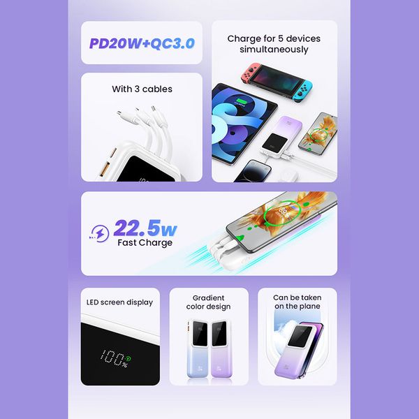 پاوربانک یوسمز مدل CD193 ظرفیت 10000 میلی آمپر