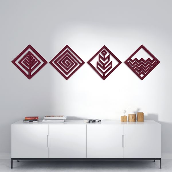 دیوارکوب مدل عناصر چهارگانه طرح لوزی مجموعه 4 عددی