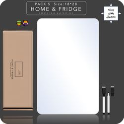 تخته وایت‌برد یخچالی هوم اند فریج مدل H&F سایز 28x18 سانتی‌متر به همراه ماژیک و مگنت مجموعه 5 عددی