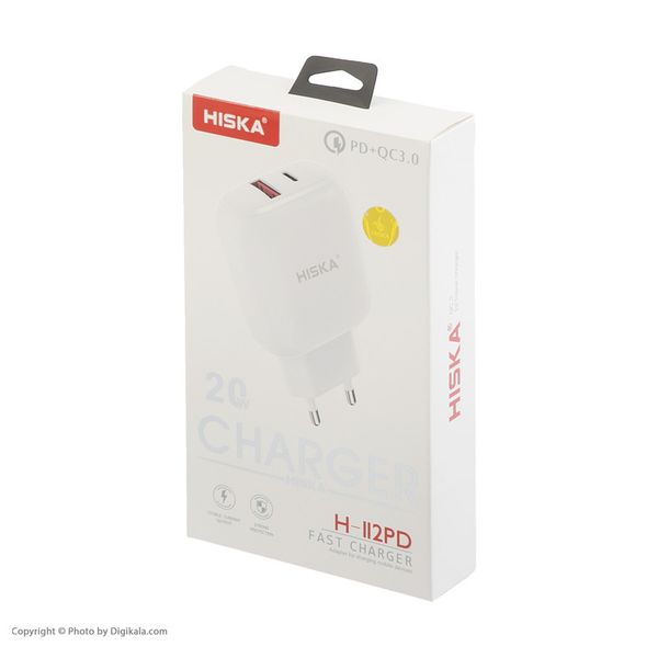 شارژر دیواری هیسکا مدل H-112PD به همراه کابل تبدیل USB-C