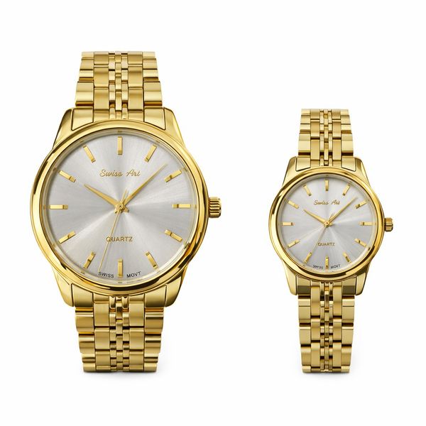 ست ساعت مچی عقربهای کوارتز زنانه و مردانه سوئیس آرت مدل ANT182-183GD0300