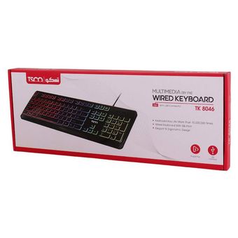کیبورد تسکو مدل TK 8046،سوییچ ممبران، Full-size، نورپردازی RGB
