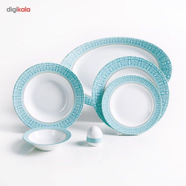 سرویس 102 پارچه چینی زرین ایران سری ایتالیا اف مدل سپید صدف درجه یک