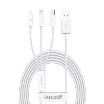 کابل شارژر تبدیل USB به microUSB / لایتنینگ / USB-C باسئوس مدل CAMLTYS-02 طول 1.5 متر