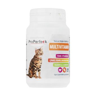 قرص مکمل مولتی ویتامین گربه پروپرفک مدل Multivitaminلیبل دار اورجینال شرکتی بسته 150