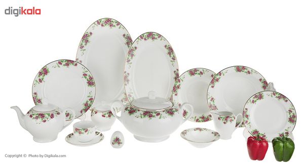 سرویس غذاخوری 102 پارچه چینی زرین ایران سری ایتالیا اف مدل Bidgol درجه یک