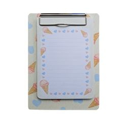 تخته شاسی سویل مدل چک لیست  طرح بستنی قیفی پاستلی کد 1207 سایز A5 به همراه کاغذ یادداشت