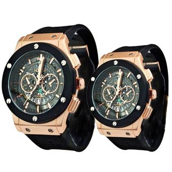 ست ساعت مچی عقربه ای زنانه و مردانه  مدل 1سکلتون بیگ بنگ رینگ دار 018