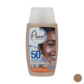 کرم ضد آفتاب رنگی پیکسل، 50 SPF، مدل GOLDEN BEIGE، مناسب پوست نرمال، خشک و حساس تنالیته رنگ تیره و حجم 50 میلی‌لیتر، محافظت*48