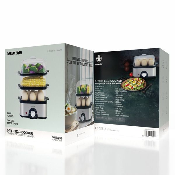 بخارپز و تخم مرغ پز گرین لاین 3Tier 500W
