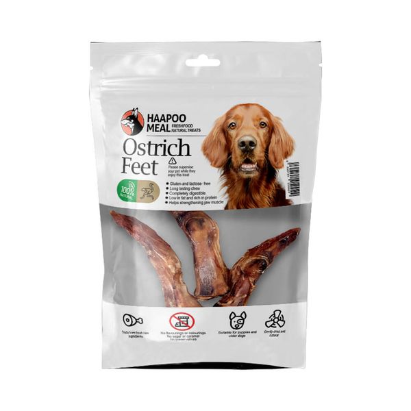 تشویقی سگ هاپومیل مدل پای شترمرغ کد Ostrich Feet L وزن 200 گرم