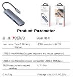 هاب 6 پورت USB-C یسیدو مدل HBII