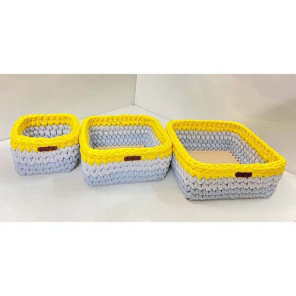 ست سبد وسایل کودک مدل سیسمونی کد Kids Storage Basket-08 مجموعه 3 عددی