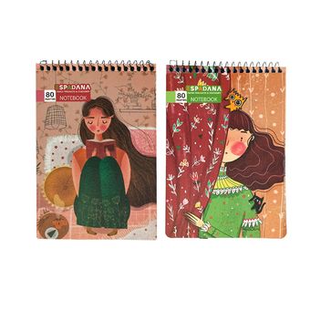 دفتر یادداشت 80 برگ اسپادانا طرح دخترانه بسته 2 عددی*465