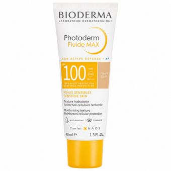 فلوئید ضد آفتاب رنگی دست، صورت بایودرما SPF 100 مدل Photoderm Fluide MAX محافظ در برابر اشعه UVA و UVB ‌مناسب برای پوست حساس حجم