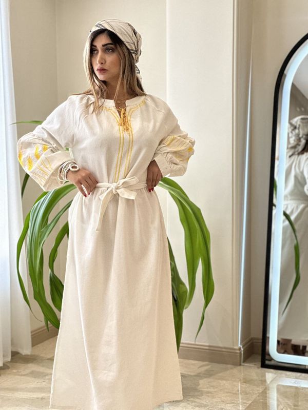 پیراهن کتان گندم‌ 2238