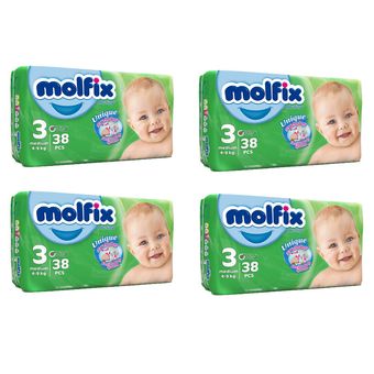 پوشک کودک مولفیکس کد 012 بسته 38 عددی مجموعه 4 عددی