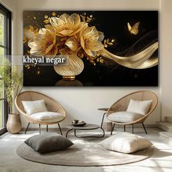 تابلو هنری لوکس با طراحی خلاقانه گلدان و گل کریستالی - کد L13