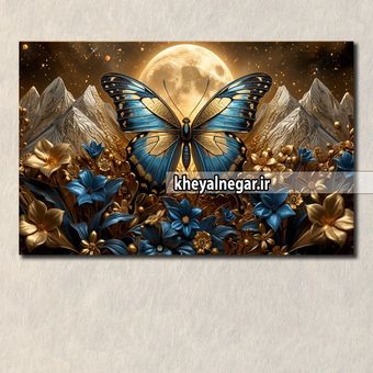 تابلو هنری لوکس پروانه و ماه زیبا  - کد L14