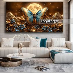تابلو هنری لوکس ماه و پروانه خیال انگیز - کد L15
