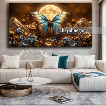 تابلو هنری لوکس ماه و پروانه خیال انگیز - کد L15