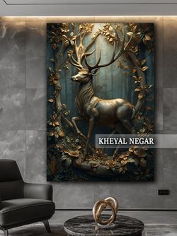 تابلو هنری لوکس گوزن در جنگل های افسانه ای  - کد L24