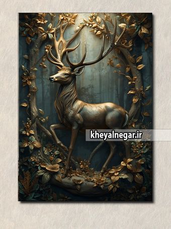 تابلو هنری لوکس گوزن در جنگل های افسانه ای  - کد L24