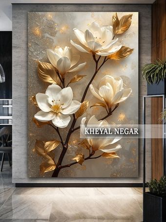 تابلو هنری لوکس شکوفه‌های زیبای سفید - کد L26