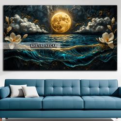 تابلو هنری لوکس ماه و دریا _کد L3