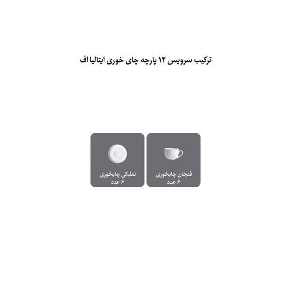 ست فنجان و نعلبکی 12 پارچه چینی زرین ایران مدل ایتالیا اف 8 پرشیا درجه عالی