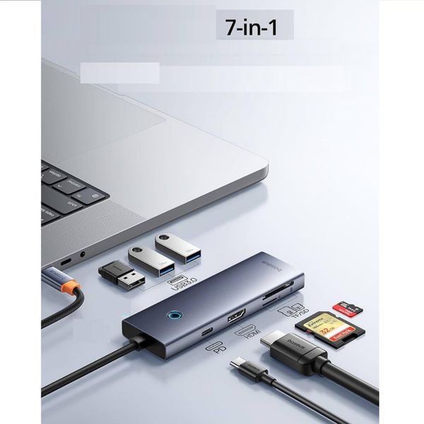 هاب 7 پورت USB-C باسئوس مدل BS-OH159 (گارانتی 24 ماهه آونگ)