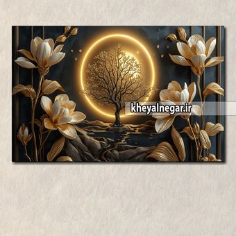 تابلو ماه طلایی درخشان _ هنری و لوکس - کد L9
