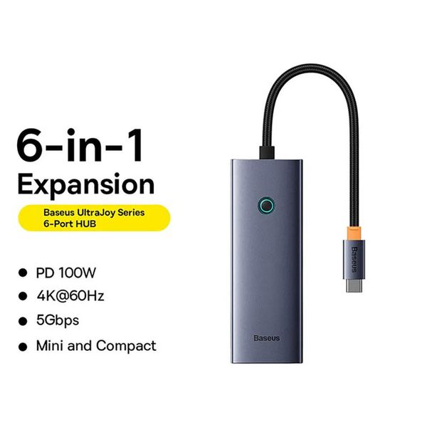 هاب 6 پورت USB-C باسئوس مدل BS-OH118 (گارانتی 24 ماهه آونگ)