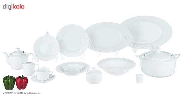 سرویس غذاخوری 102 پارچه 12 نفره چینی زرین ایران مدل رادیانس سفید درجه عالی