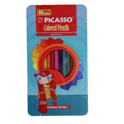 مداد رنگی 12 رنگ پیکاسو مدل Superb Writer جعبه فلزی طرح دختر