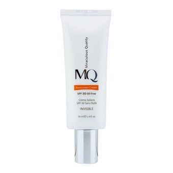 کرم ضدآفتاب بی‌رنگ ام کیو SPF50 مدل INVISIBLE، مناسب پوست‌های چرب، حجم 55 میلی‌لیتر