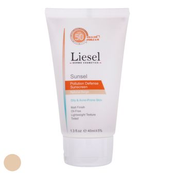 کرم ضد آفتاب رنگی لایسل SPF 50 مدل 02 ‌مناسب پوست‌های چرب و آکنه ای حجم 40 میلی‌لیتر