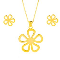 نیم ست طلای 18 عیار زنانه مریم اکرمی گلد گالری مدل GLE173