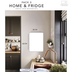 وایت برد مغناطیسی منعطف هوم اندفریج مدل رویخچالی طرح 2 سایز 40x30 سانتی متر به همراه هولدر مغناطیسی و مگنت یخچالی مجموعه 4 عددی