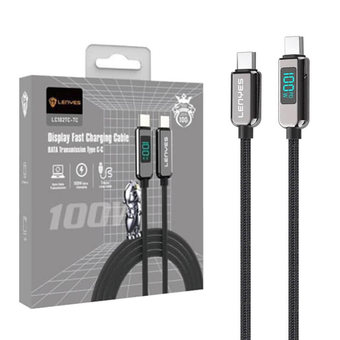 کابل شارژ  تایپ سی به تایپ سی نمایشگر دار 100 وات لنیز LENYES LC102TC-TC