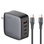 شارژر دیواری 100 وات 4 پورت الدینیو به همراه کابل USB-C