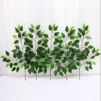 گل مصنوعی مدل بوته برگ درخت بنجامین بسته 6 عددی