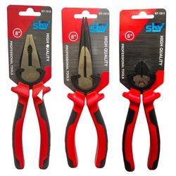 انبر دست و انبر سیم چین و انبر دم باریک اسکای مدل STROY - 2252 مجموعه 3 عددی