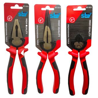 انبر دست و انبر سیم چین و انبر دم باریک اسکای مدل STROY - 2252 مجموعه 3 عددی