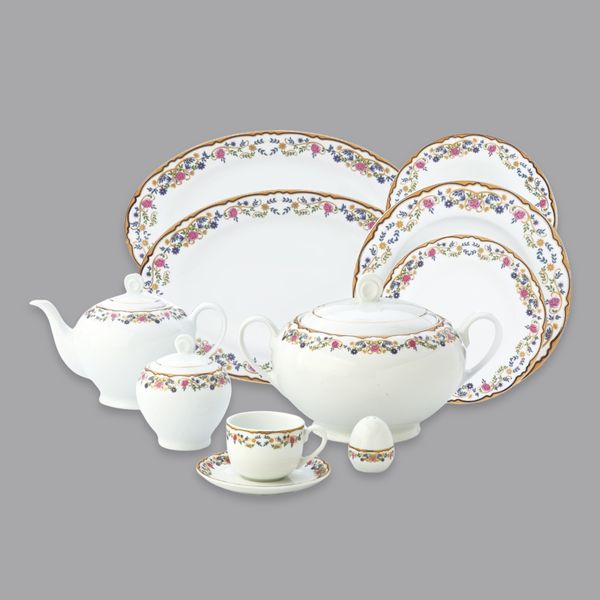 سرویس غذاخوری 102 پارچه 12 نفر چینی زرین ایران مدل گلستان سری ایتالیا اف درجه عالی