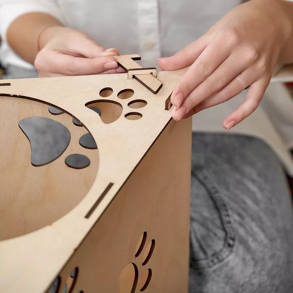 جای خواب سگ و گربه و خرگوش مدل لانه چوبی کد B20