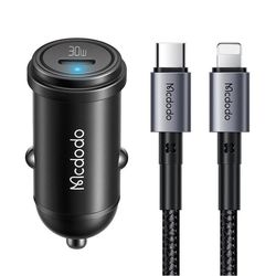شارژر فندکی 30 وات مک دودو مدل MCA8 به همراه کابل تبدیل USB-C به لایتنینگ