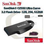فلش سن دیسک مدل CZ550 CURVE ظرفیت 128 گیگابایت USB 3.0 با گارانتی شرکتی
