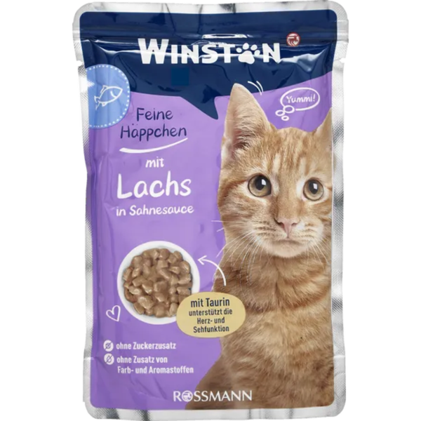 پوچ گربه ی وینستون با طعم ماهی قزل آلا و سالمون در سس / Winston cat pouch with trout and salmon in sauce