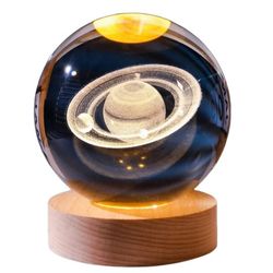 چراغ خواب مدل گوی کریستالی زحل 3D سایز 8